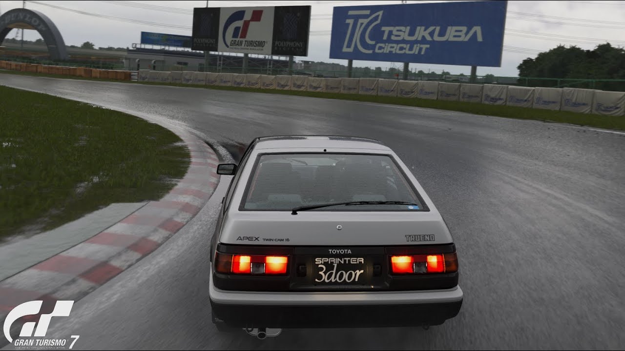 Gran Turismo 7 | Toyota Sprinter Trueno 1600GT Apex AE86 - Tsukuba Circuit [Rain] [4K PS5]