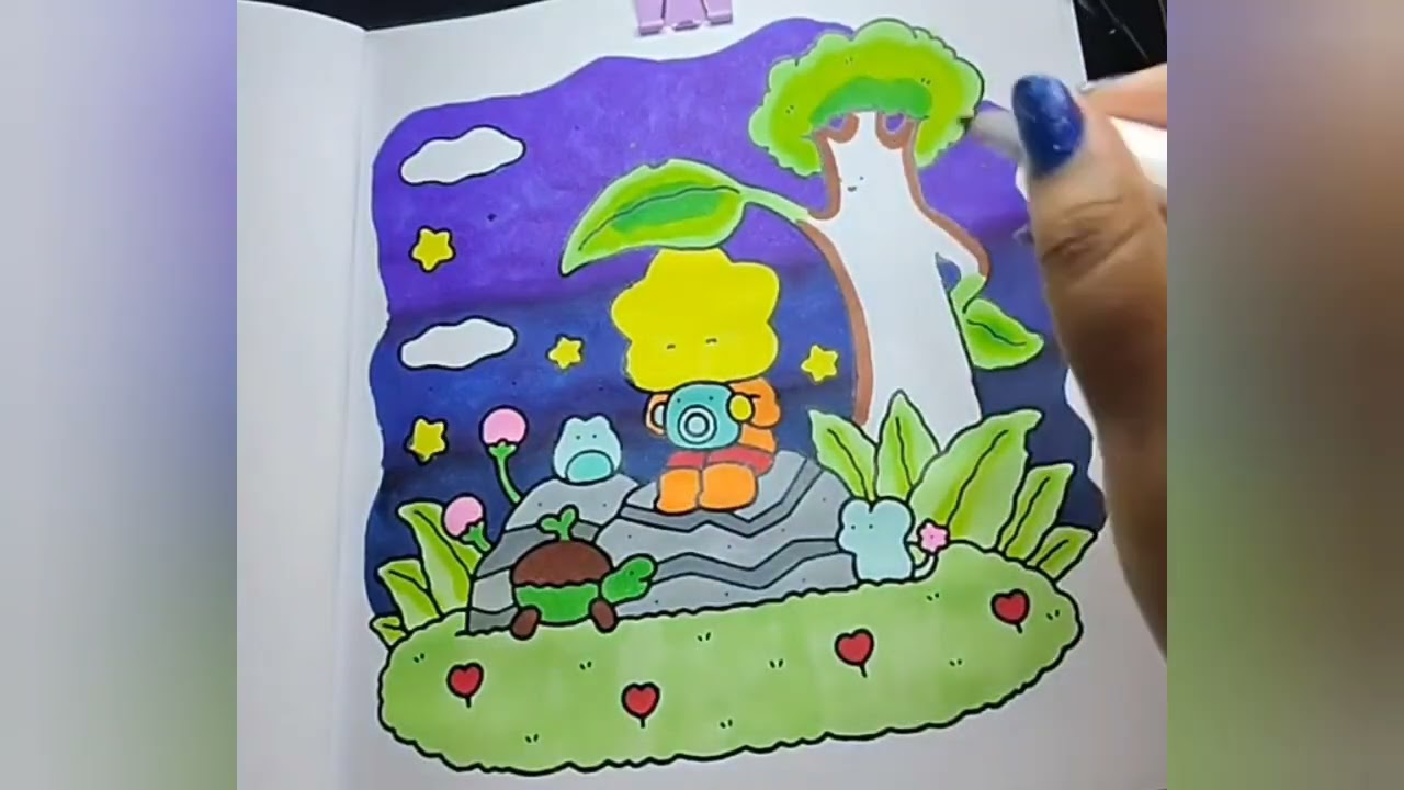 Amigos juntos curtindo a brisa da noite! #coloring #livrodecolorir #colorwithme 
