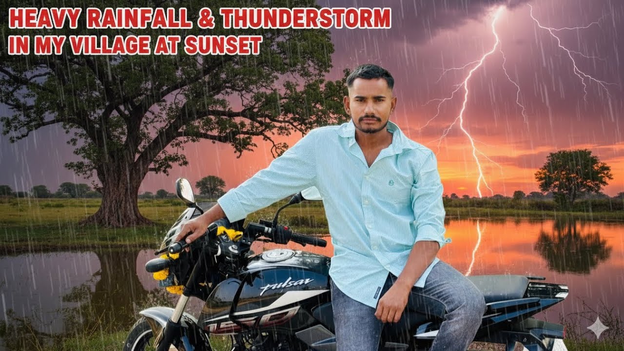Heavy rainfall and thunderstorm in my village || ￼