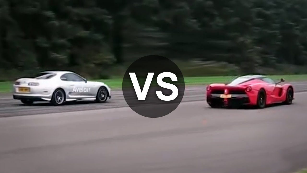 Ferrari LaFerrari Vs Toyota Supra MK4 Single Turbo Drag Race