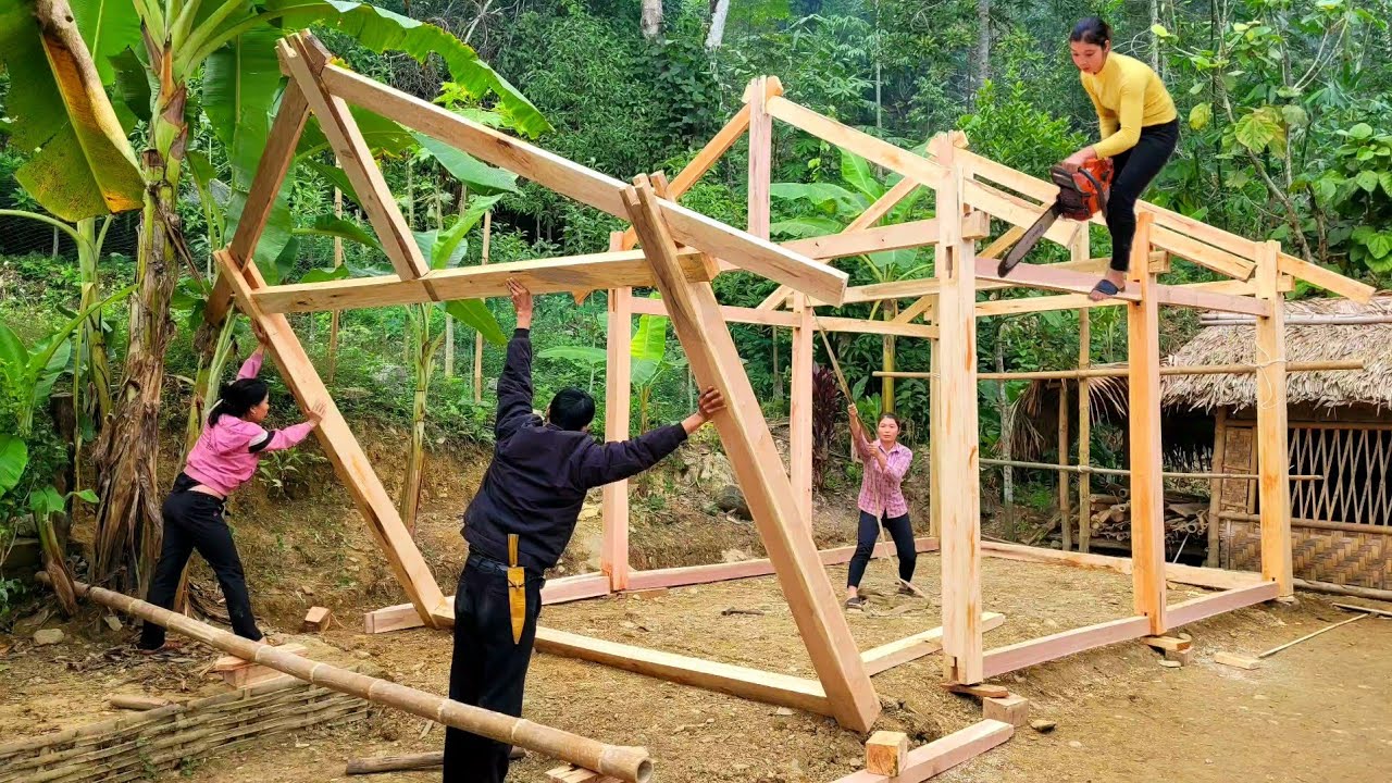 Full Video: 100 Days of Building a Wooden House Received Help from Brother and Sister-in-Law