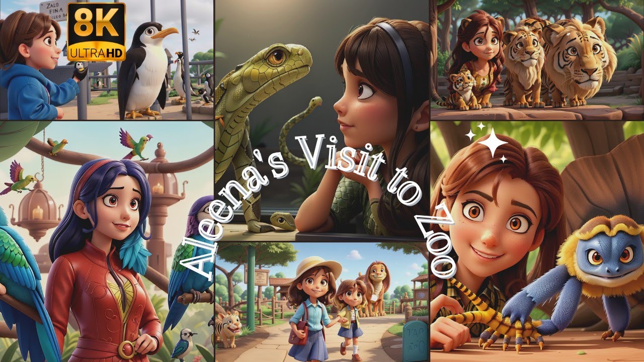 Aleena's visit to the zoo | Aleena's day with animals | Animated kids story | Animated Story World