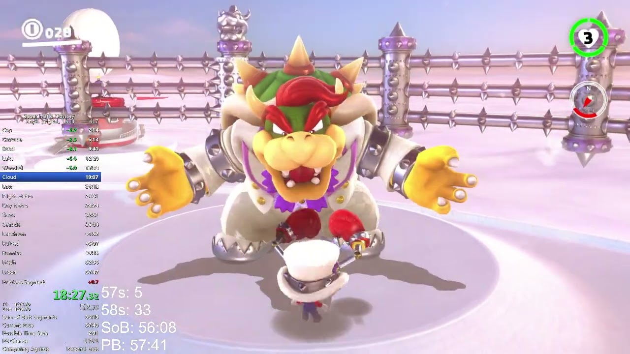 Super Mario Odyssey Cloud Kingdom Speedrun in 1:24.56 (56:06)
