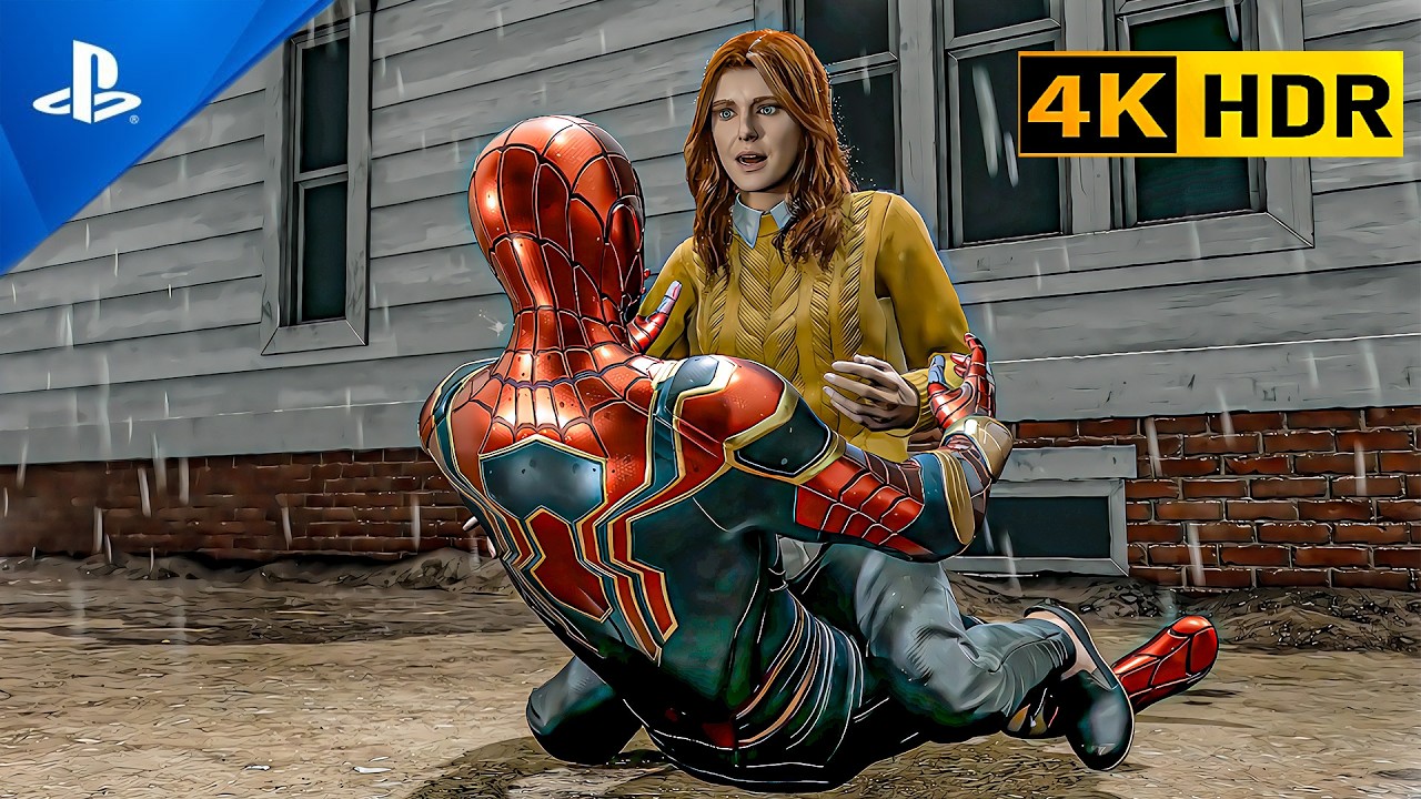 MCU STARK SUIT VS MARI JAIN SYMBIOTE FIGHT PS5 PRO 4K HDR