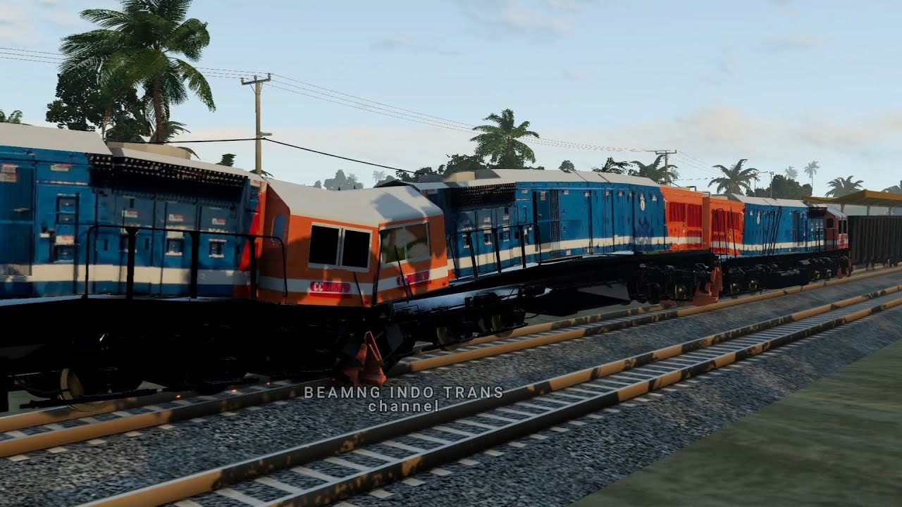 Ilustrasi PLH KA Babaranjang adu Banteng di Stasiun Rengas, Lampung, tahun 2022, game Beamng drive