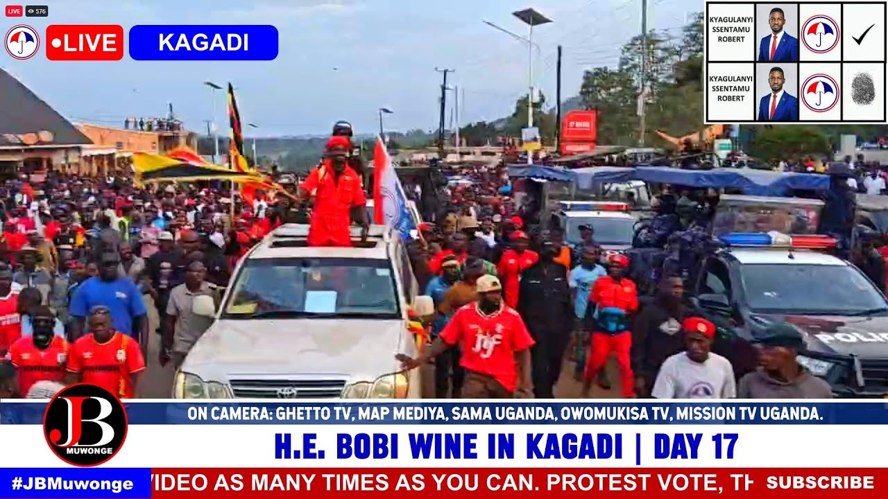 Bobi Wine Overwhelmed with Love as Thousands Escort Him from Kagadi Rally