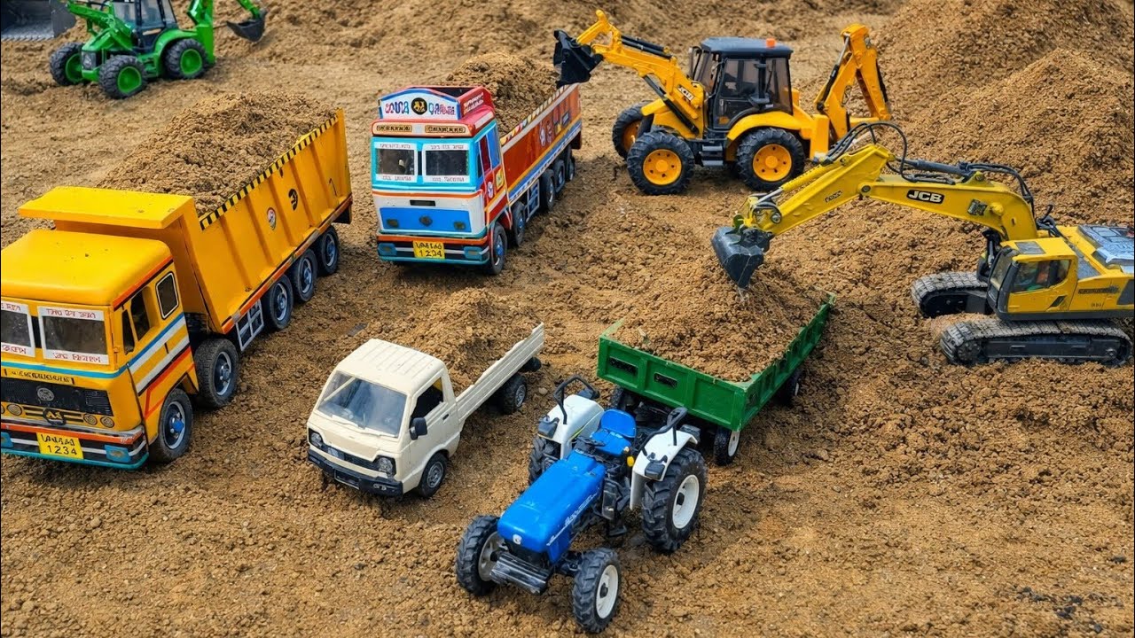 JCB 5CX Loading Sand in TATA Tipper Dumper Truck Tractor Pickup | JCB Ki Khudai | JCB Cartoon