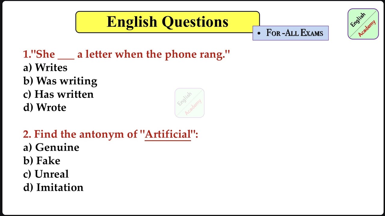 English Mix Questions set - 18 for- All Exams #englishacademybydeepakkr.