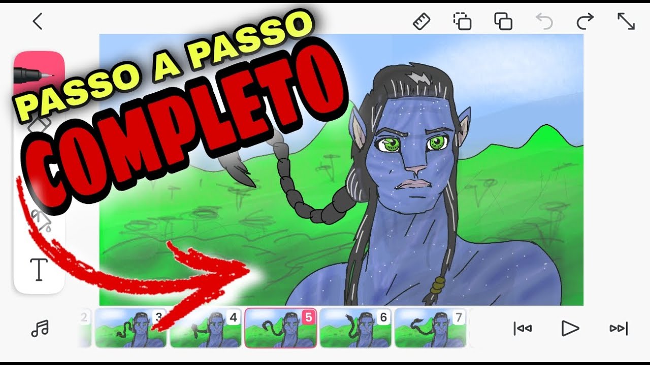 Fiz uma animação colorida do Avatar no flipaclip -Aprenda a pintar no flipaclip -animação Avatar 2