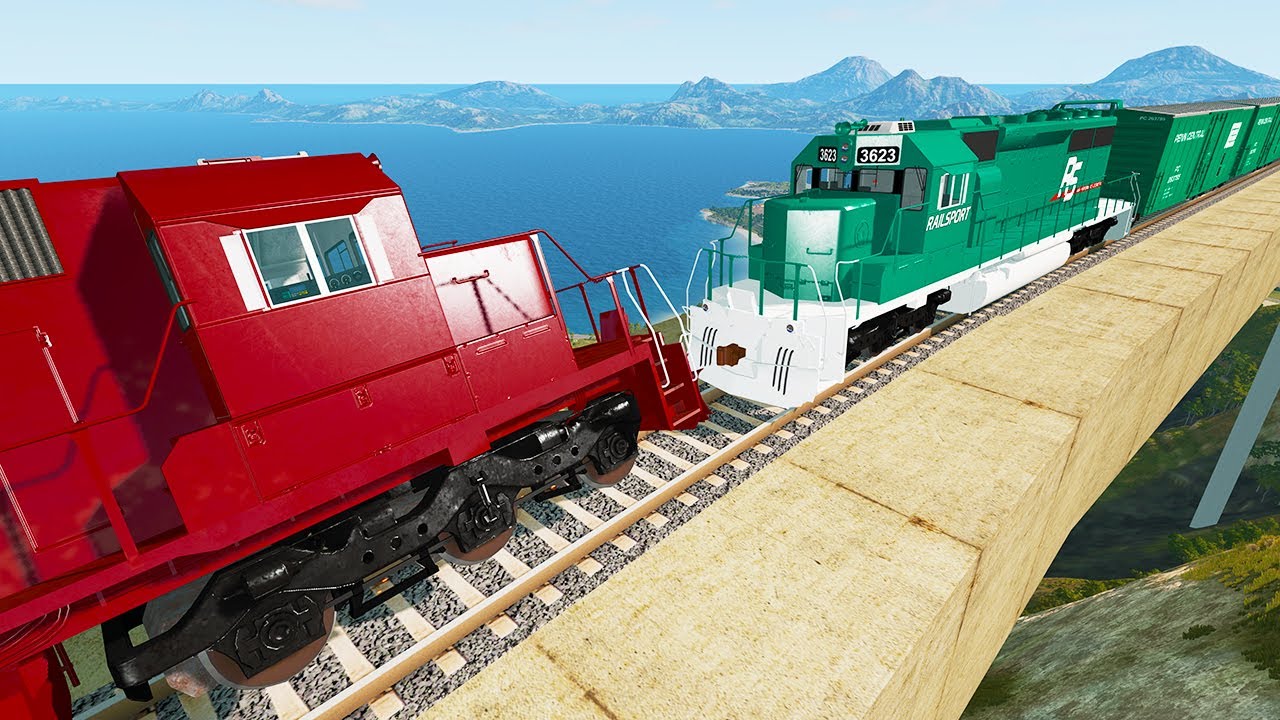 Trains Cliff Drop Crashes #5 | BeamNG Drive Accidents