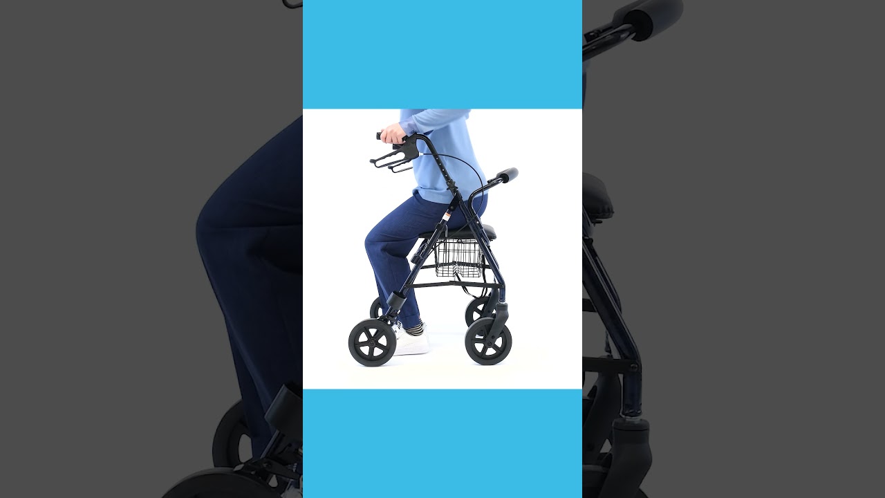 Deambulatore rollator per anziani in alluminio con cestino blu - Rolly Alu