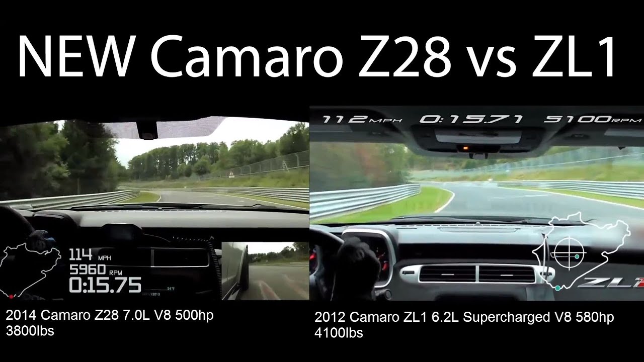 New Camaro Z28 vs Camaro ZL1 on Nurburgring