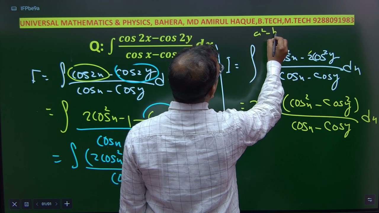  Integration of ∫ (cos2x-cos2y)dx/(cosx- cosy)