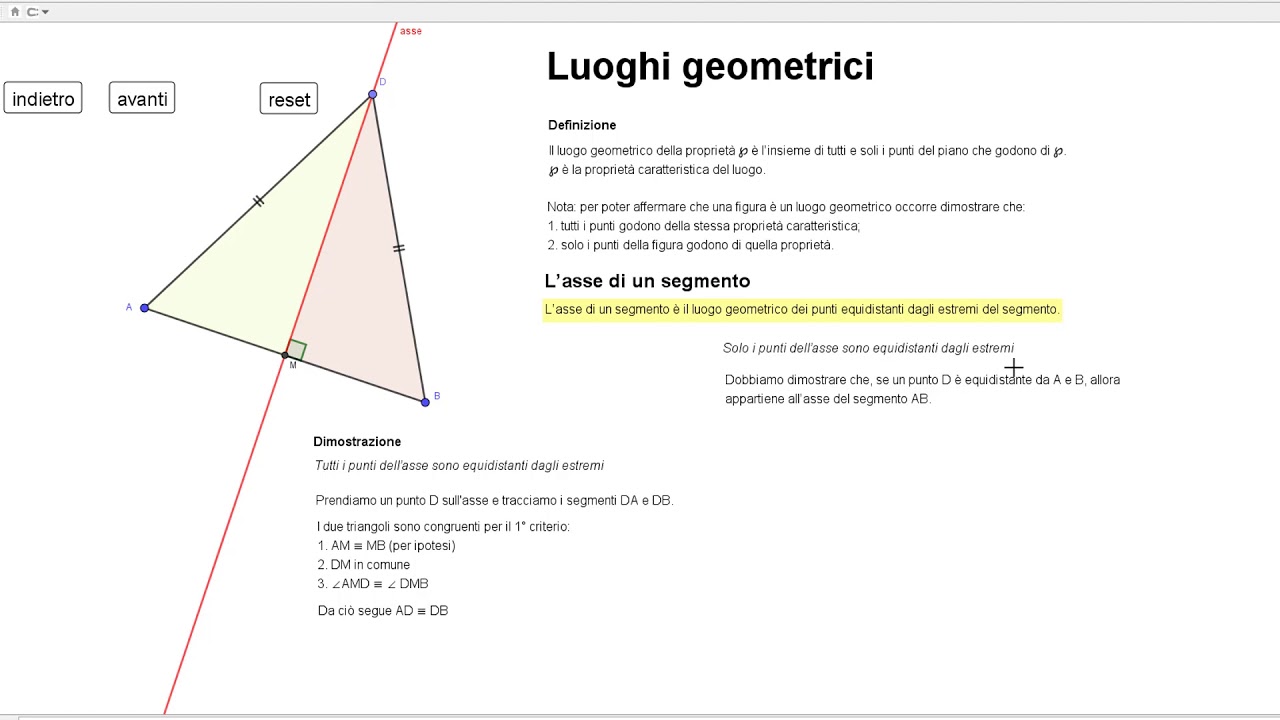 I luoghi geometrici e l'asse del segmento