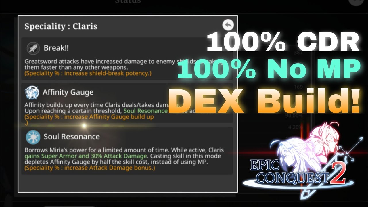 Claris Build - No Cool Down, No MP Cost  Lv.1 Relentless | Epic Conquest 2 Guide