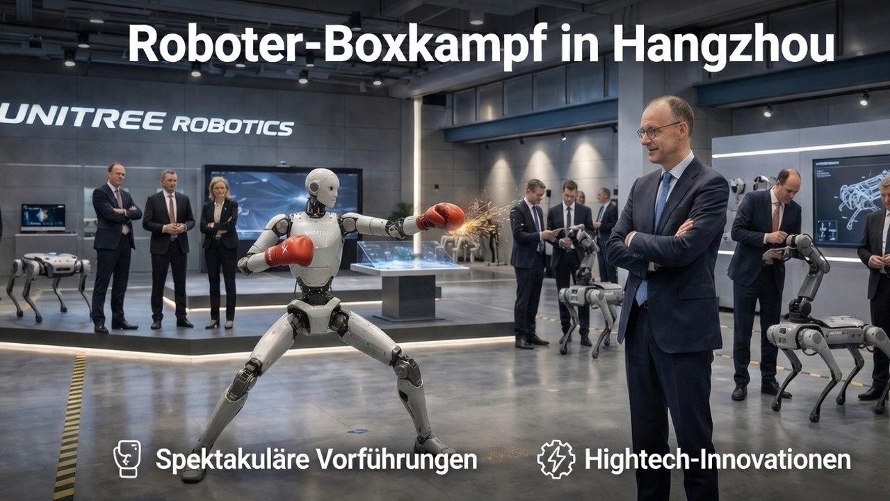 Friedrich Merz sieht Roboter-Boxkampf Hightech-Show in Hangzhou