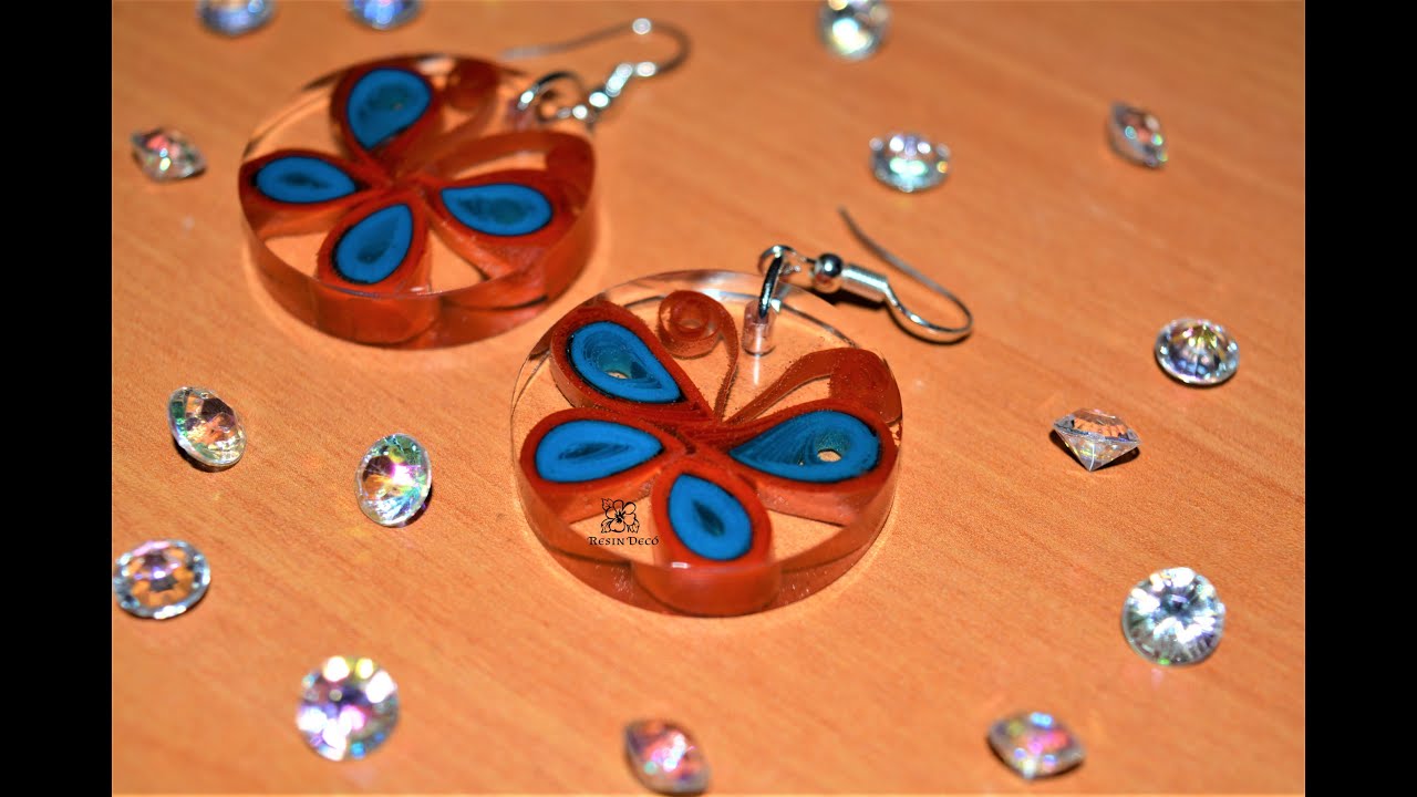 Como hacer unos pendientes de resina con mariposas con la técnica Quilling paso a paso.
