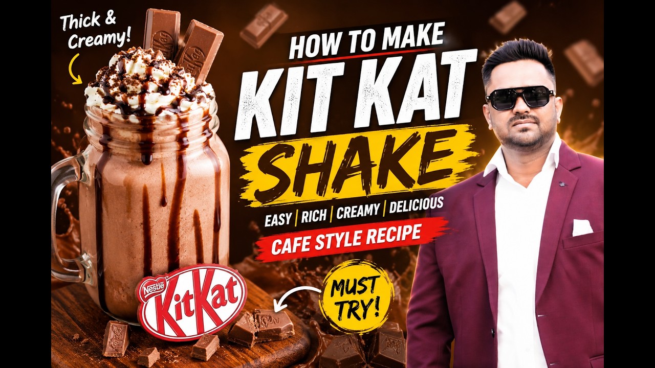 Kit Kat Shake Recipe | Thick Chocolate KitKat Shake | Easy Caf&eacute;-Style Milkshake Recipe at Home