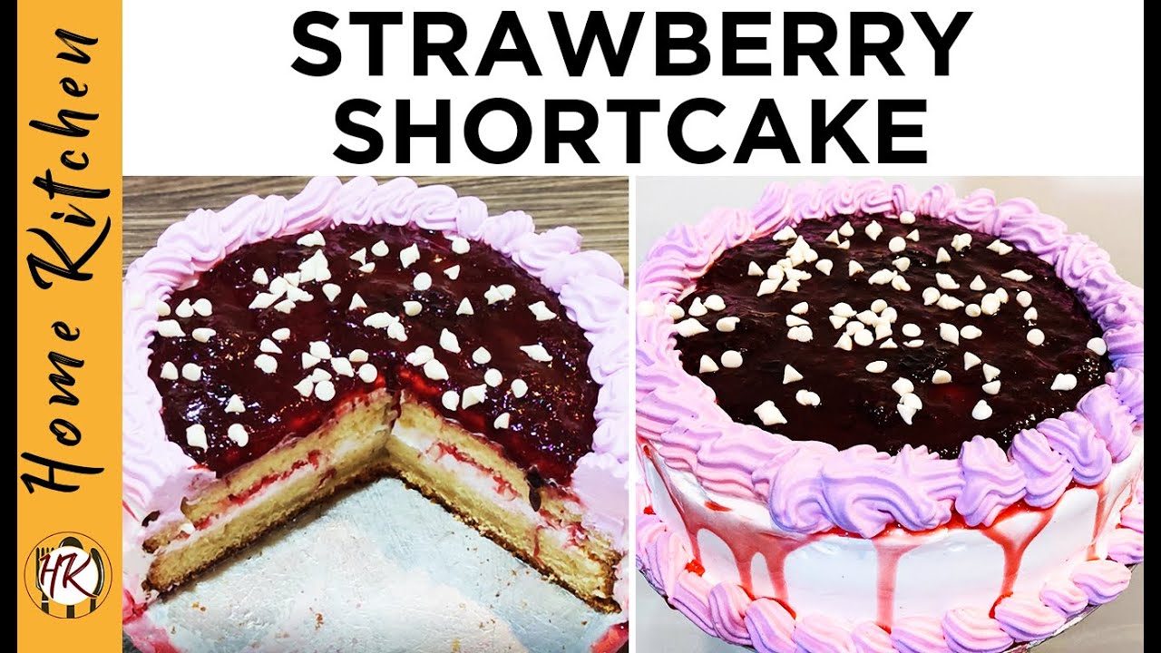 Strawberry Vanilla Cake | Vanilla Cake Design | Cake design | Cake recipe by Home Kitchen (HK).