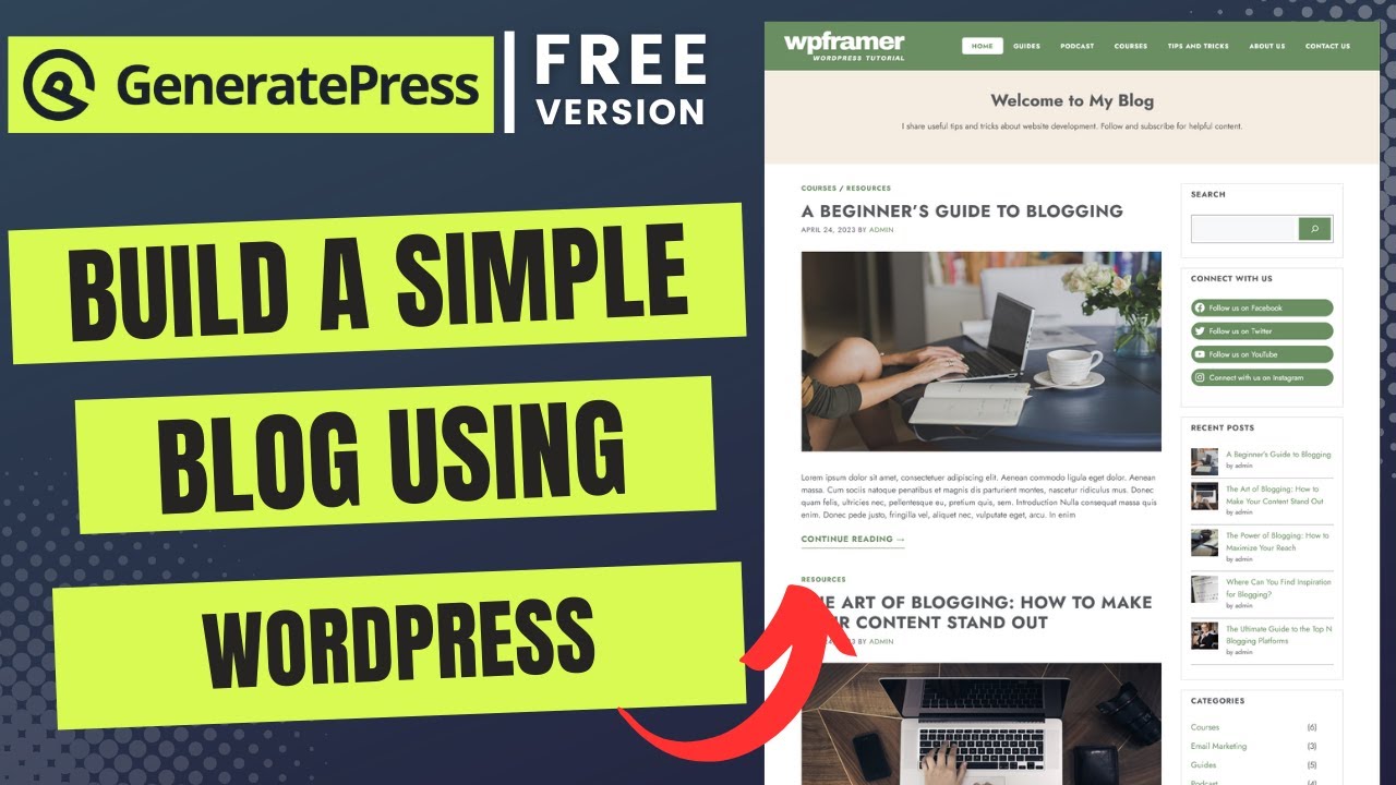 How to Create a Blog using WordPress in 2024 | GeneratePress Free Theme Design