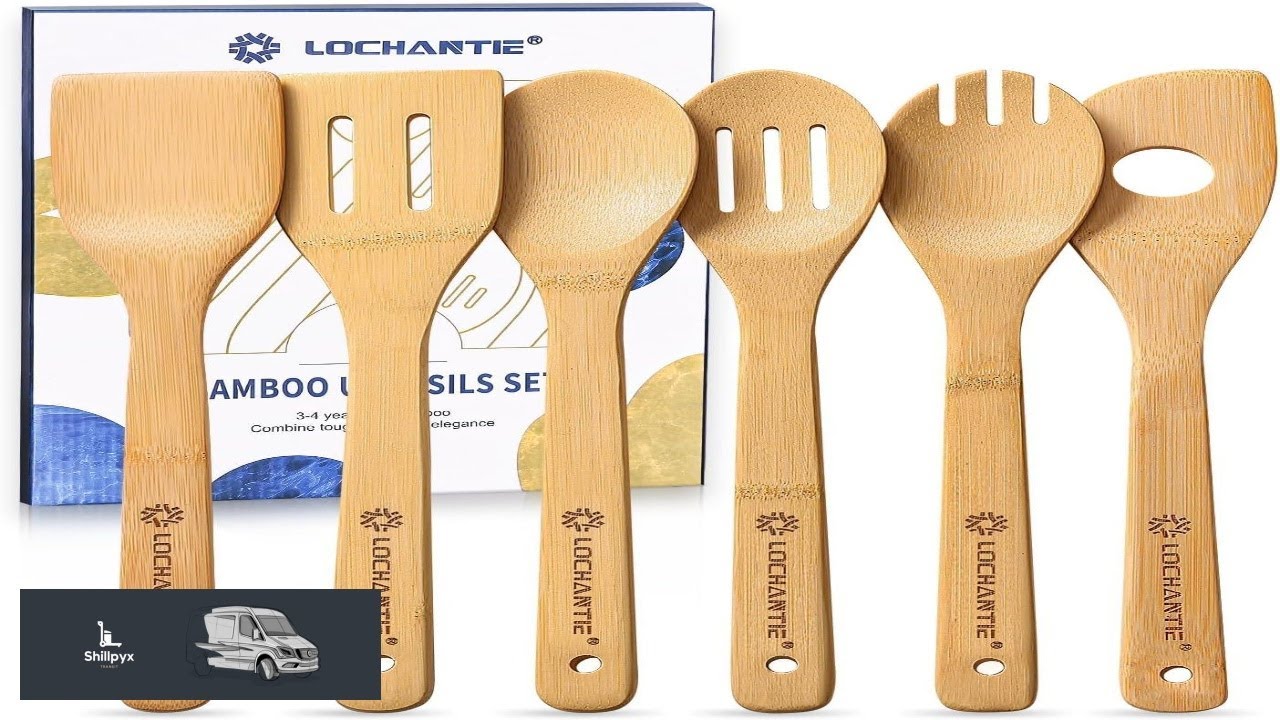 Wooden Spoons for Cooking Bamboo Utensils Set (6 Pieces) Essential Tools
