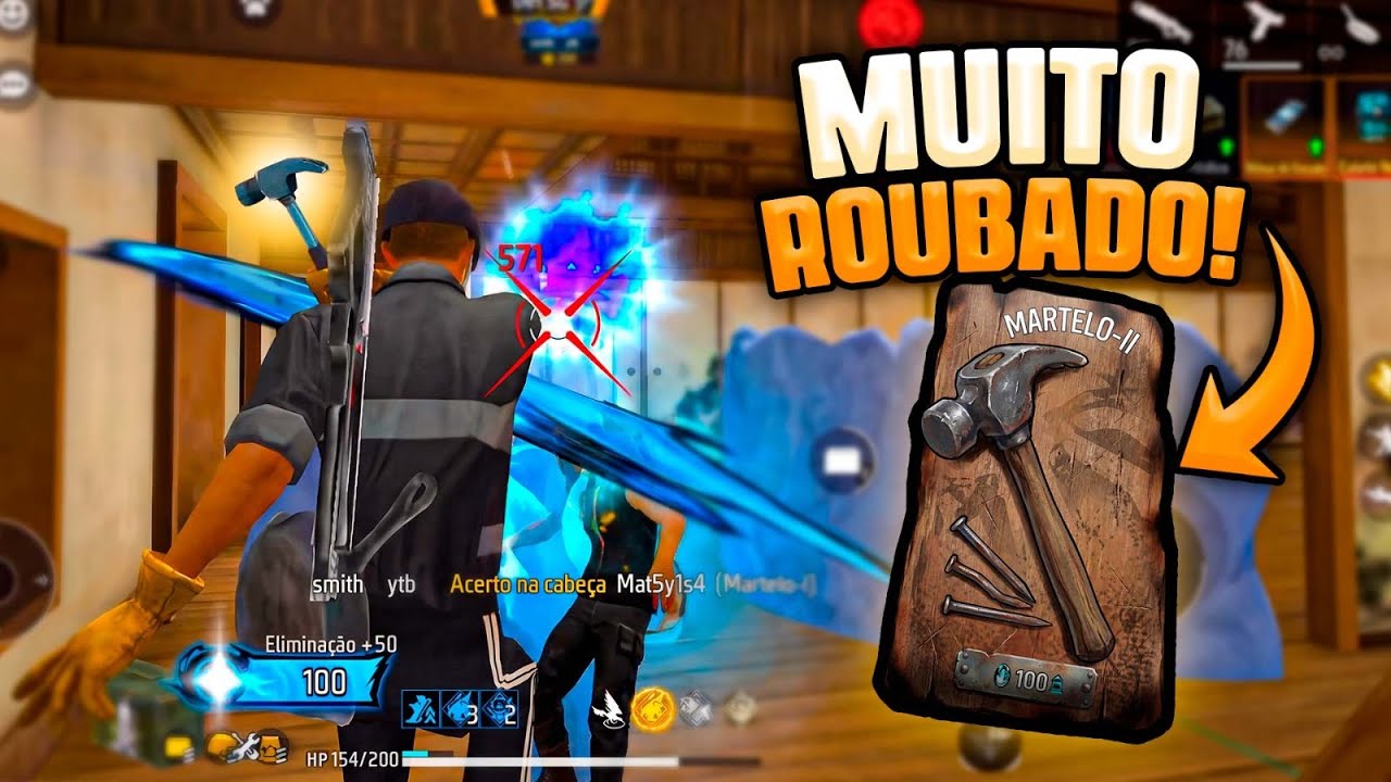 IMPRESSIONANTE OQUE EU FIZ USANDO O NOVO MARTELO NA RANQUEADA DO FREE FIRE 😲 