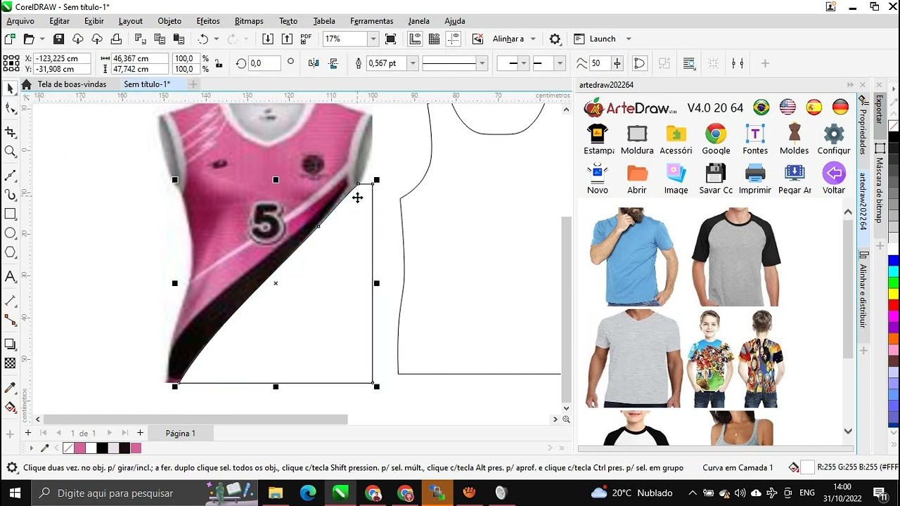 montando camiseta sublimação total