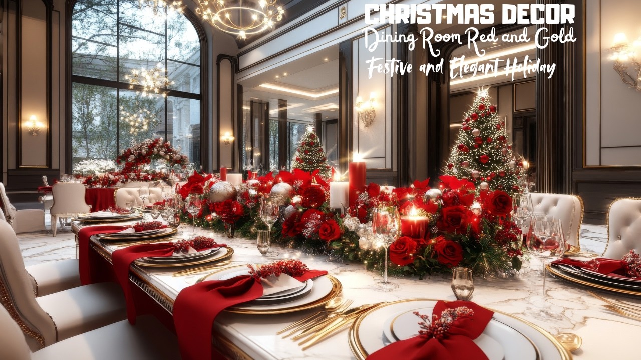 Christmas Dining Room Decor Inspiration:  Red and Gold for a Festive and Elegant Holiday