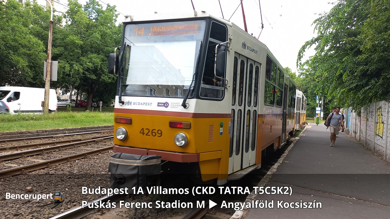 Budapest 1A villamos (Puskás Ferenc Stadion M ► Angyalföld Kocsiszín)