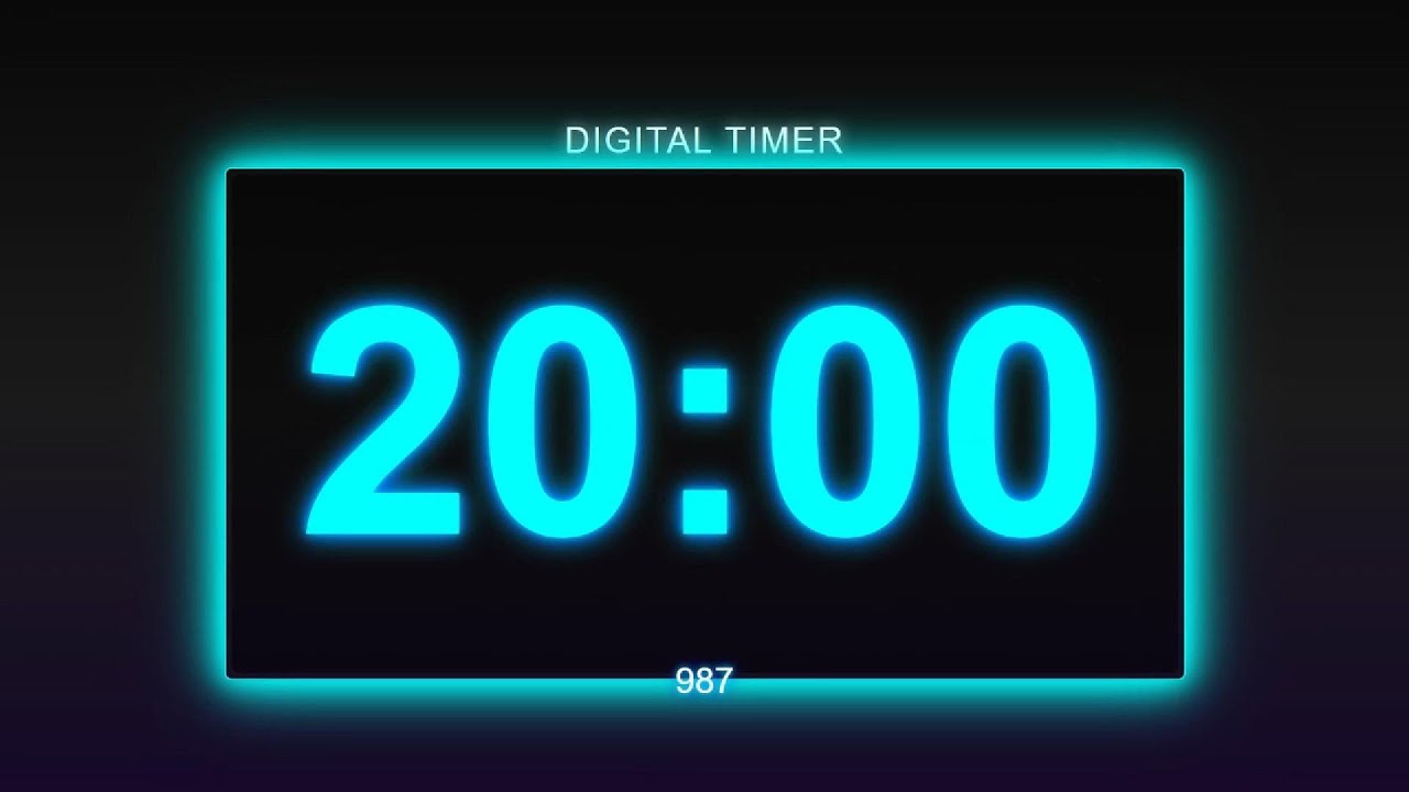 20 Minute Neon Digital Timer | Bright Countdown for Study, Focus, Workouts, and Productivity