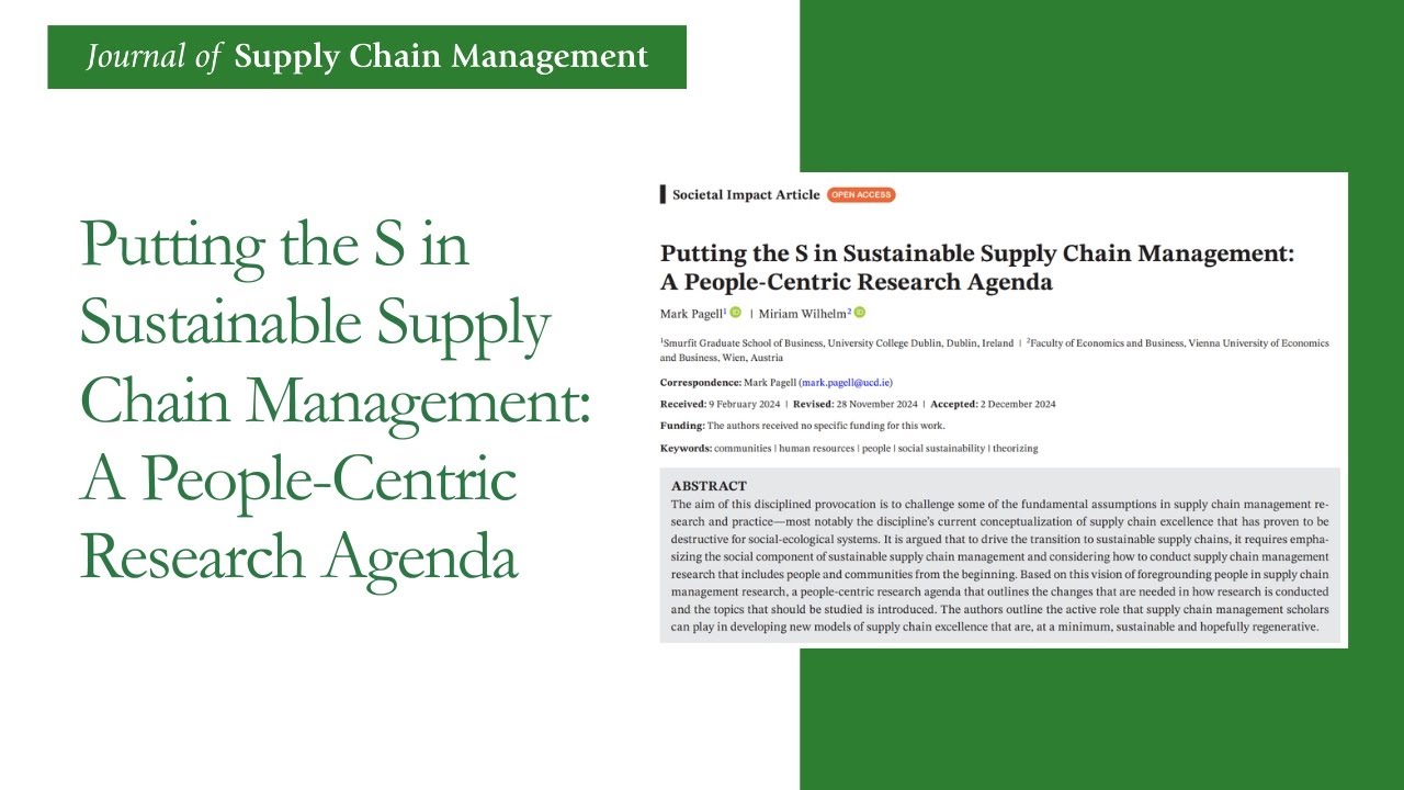 Putting the S in Sustainable Supply Chain Management: A People-Centric Research Agenda