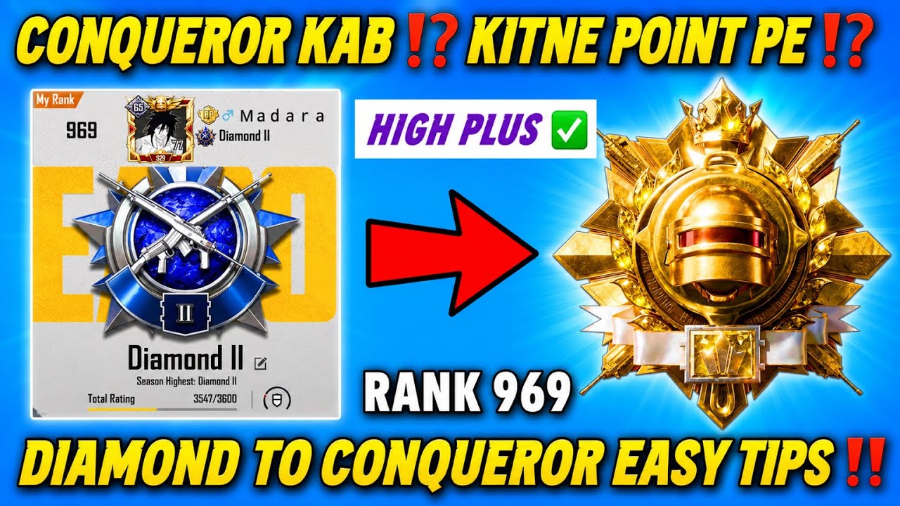 🇮🇳 DAY 03 : 🔥 RANK 969 DIAMOND TO CONQUEROR | SOLO CONQUEROR KAB AUR KITNE POINT PE MILEGA ⁉️ TIPS