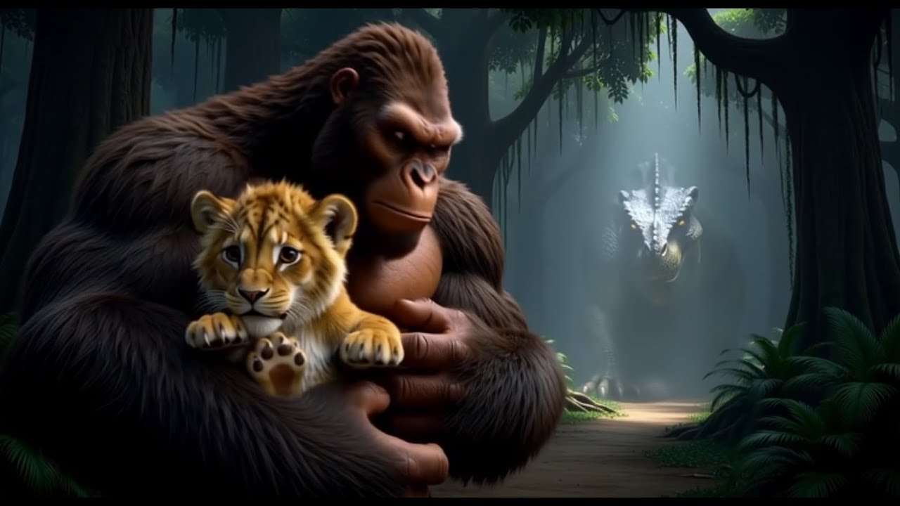 Kong Saves Lion Cub From Giant Dinosaur | Epic Jungle Battle