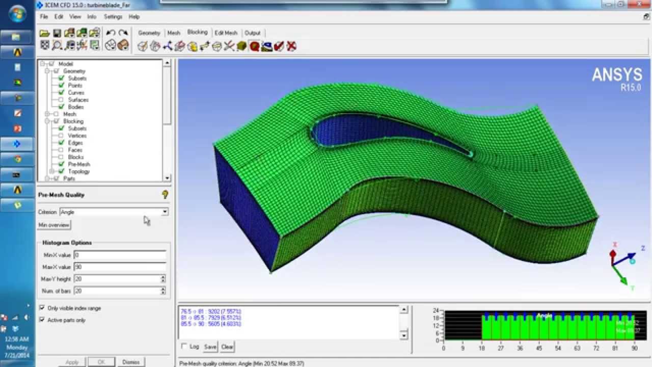 Axial turbine hexa meshing (ICEM CFD)