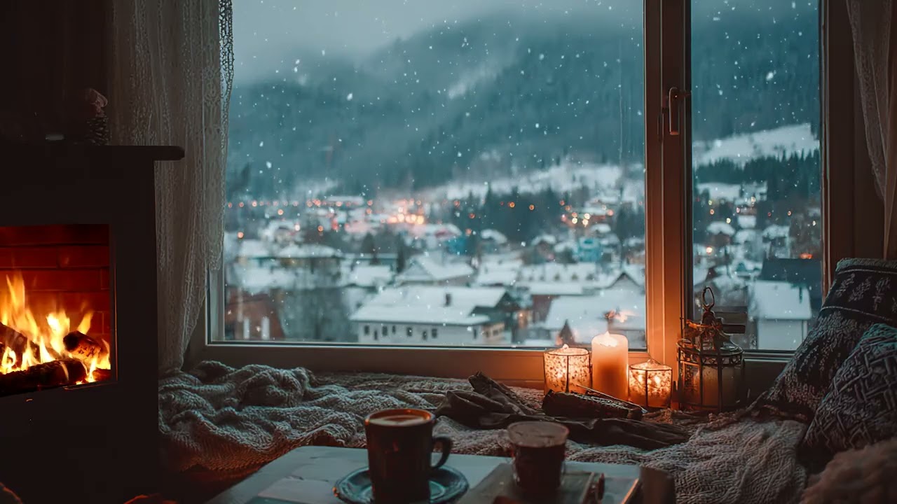 3 Hours Peaceful Snowy Night ❄️ Calm Winter Sleep Ambience
