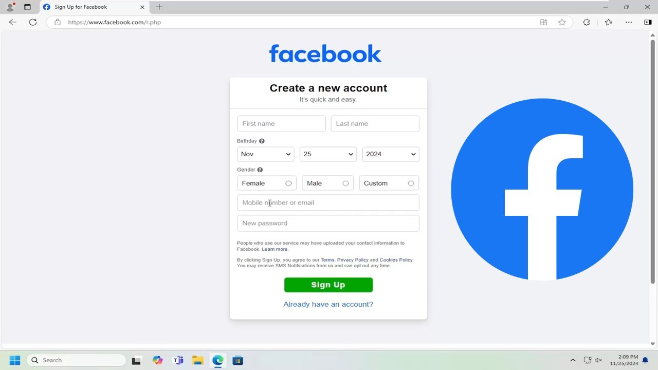 How to Create Facebook Account (PC)