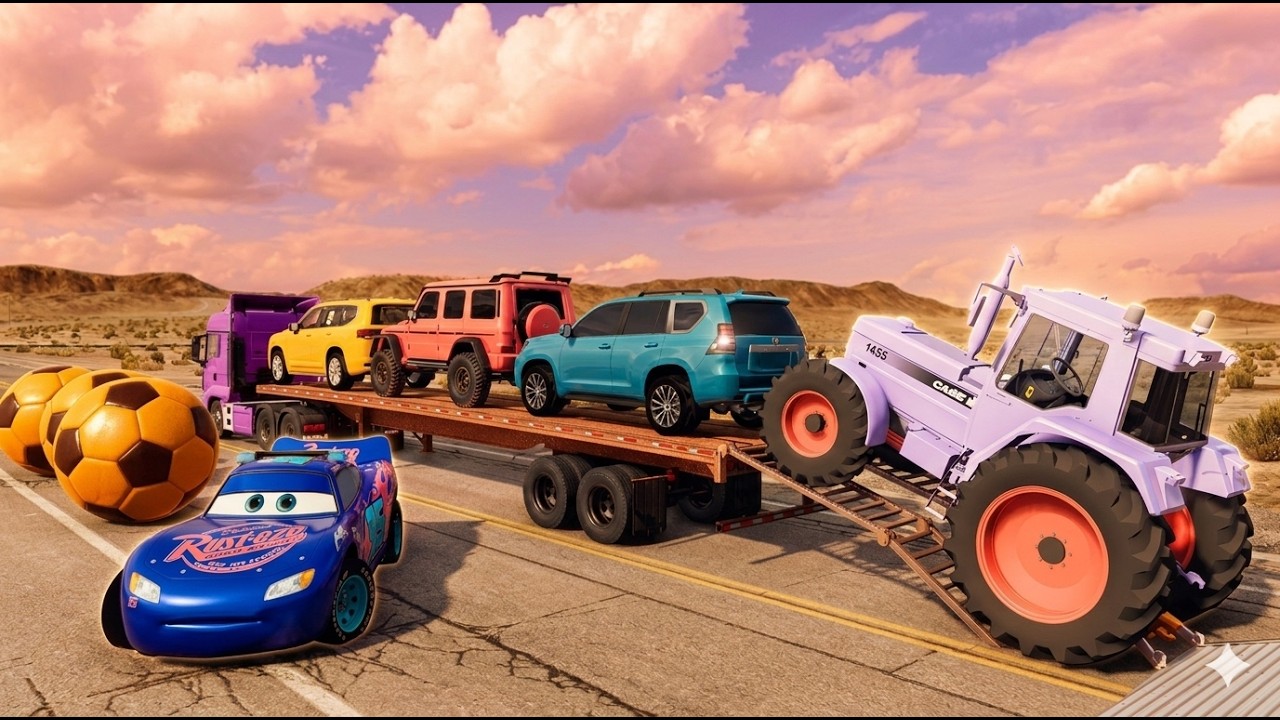 Flatbed Truck Mcqueen | Transportation with Truck - Pothole vs Car #006 - BeamNG.Drive