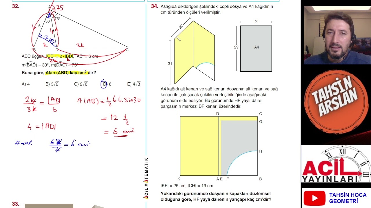 İLAÇ 10 LU AYT DENEMESİ 4 GEOMETRİ ÇÖZÜMLERİ