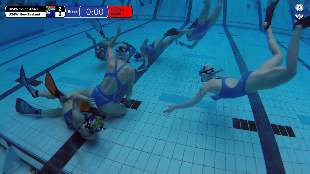 Game 195  (RSA vs NZL U24W) ENGLISH- 5th CMAS Underwater Hockey Age Group Worlds - Sheffield, UK