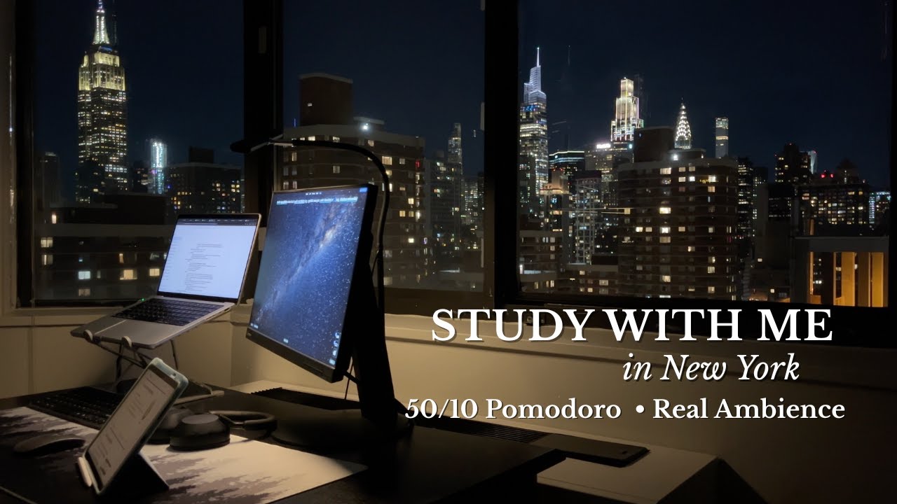🩺2.5 Hour Late Night Study With Me LIVE in New York | 50/10 Pomodoro | Real Background Noise