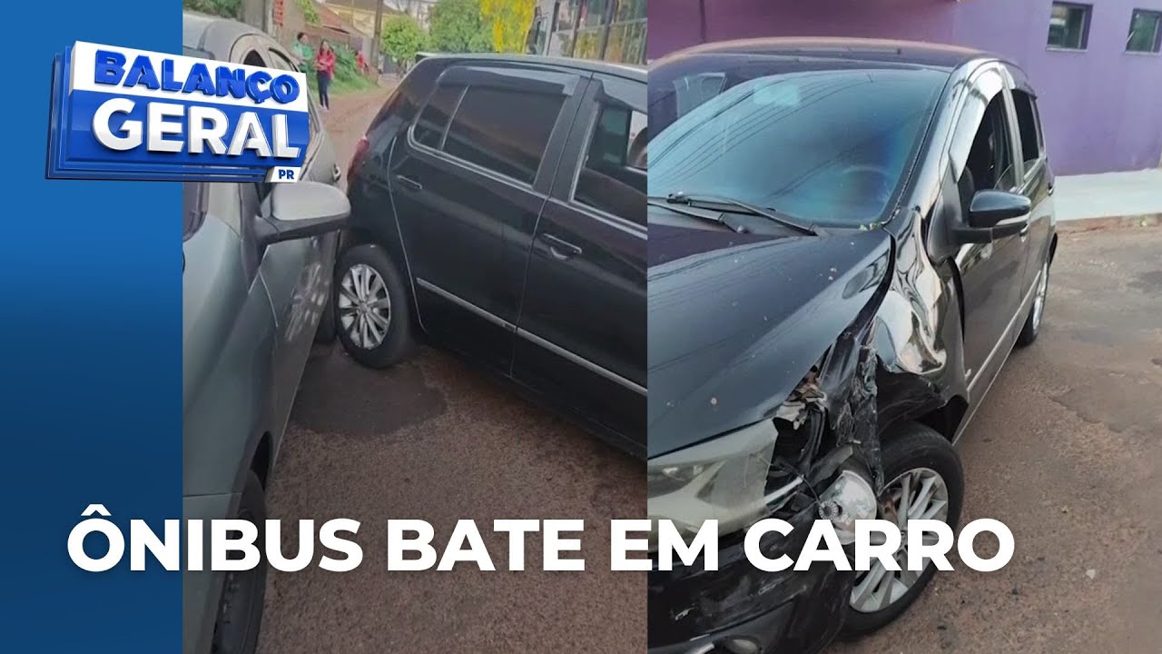 Ônibus bate em carro ao tentar fazer conversão em Sarandi