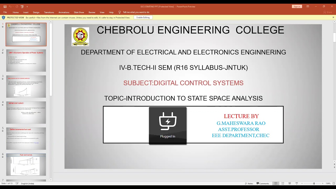 JNTU R16 IV EEE II SEM DIGITAL CONTROL SYSTEMS UNIT 3 STATE SPACE REPRESENTATION BY G MAHESH