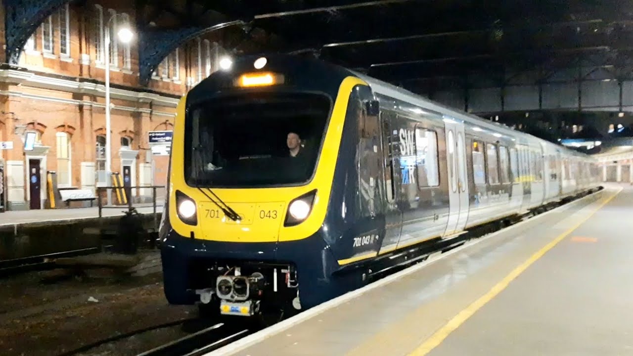 SWR Class 701 Arterio 701043 down into Bournemouth on test - 5Q52 - 11/10/22