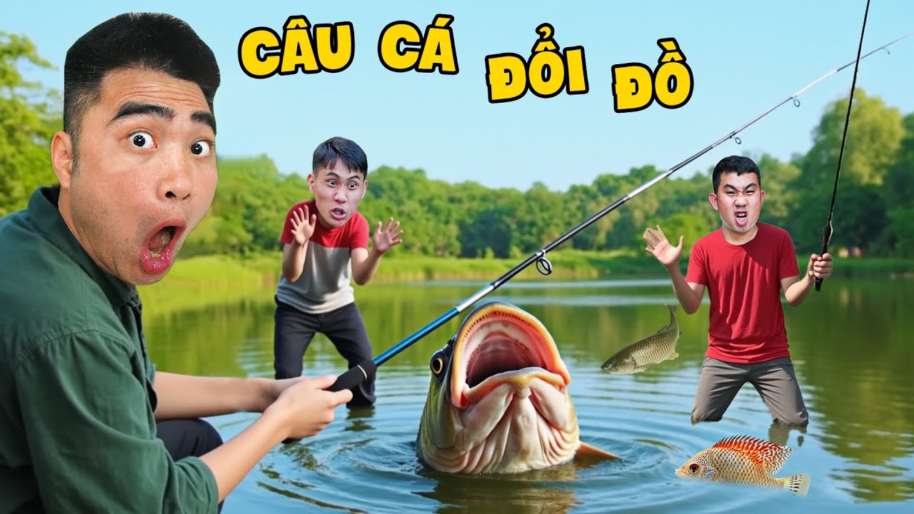 Gấu Đỏ TV - Thử Thách Câu Cá Đổi Đồ - Ai Câu Được Nhiều cá To Nhất ?