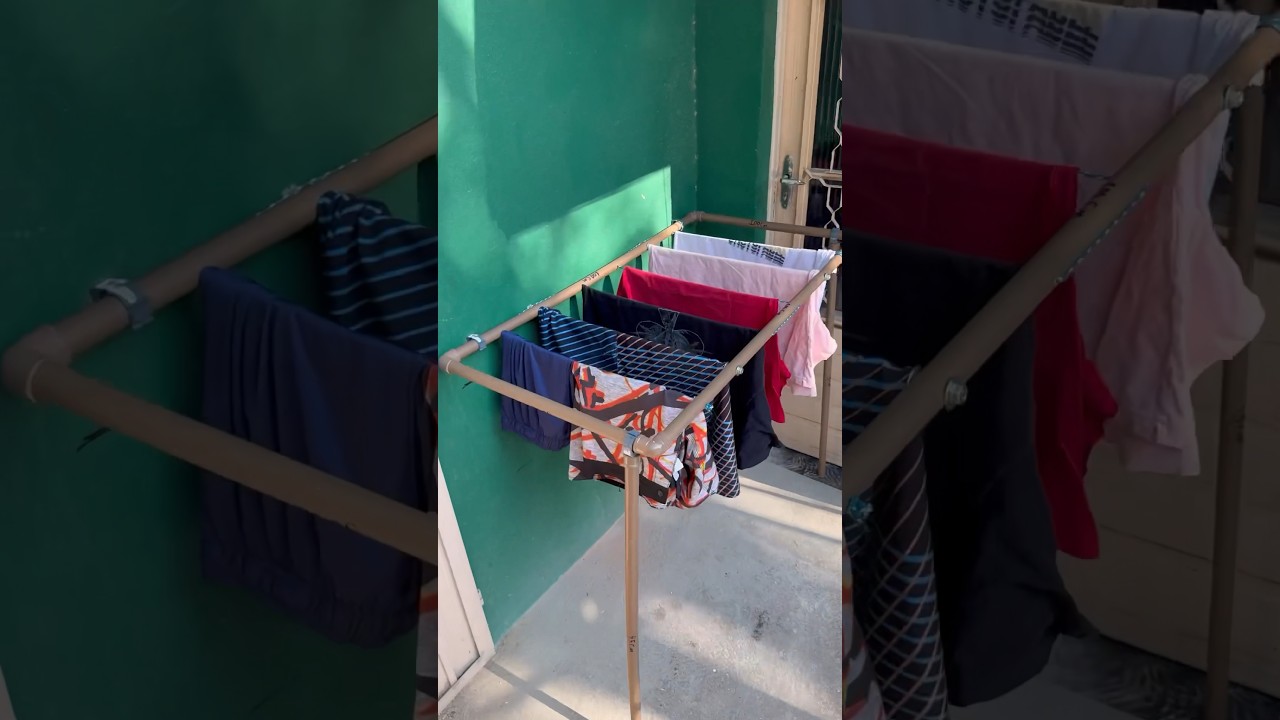 Varal Retr&aacute;til caseiro para voc&ecirc; ter em sua casa #dicas #ideias #varal #diy #facilitar