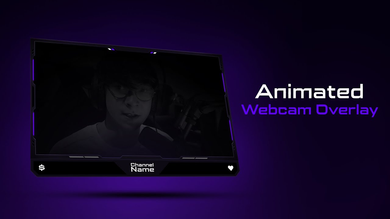 Animated Dark Purple Webcam Overlay Template