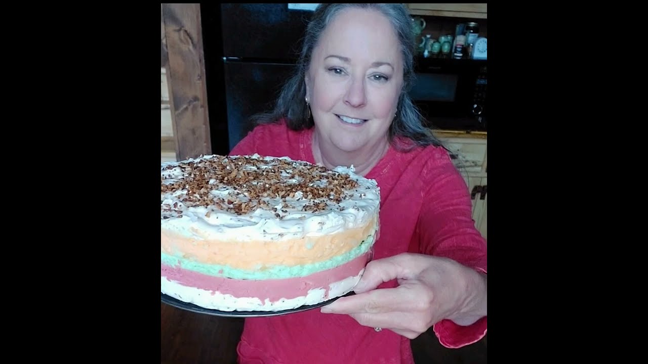 Layered Sherbet with coconut macaroon crust