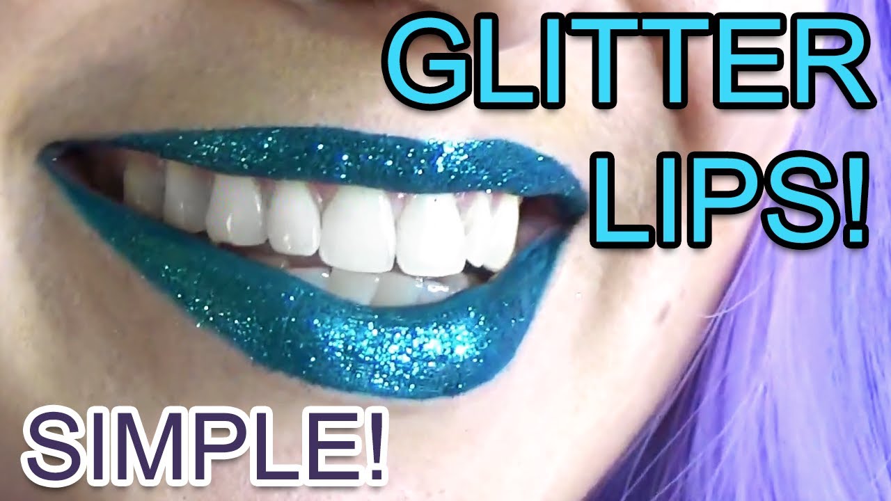 Glitter lipstick tutorial – NOT red, but blue lips!