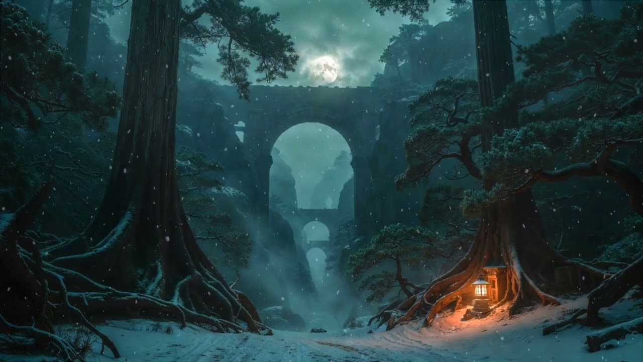 Snowy Forest Ruins Ambience for Deep Sleep and Overnight Rest
