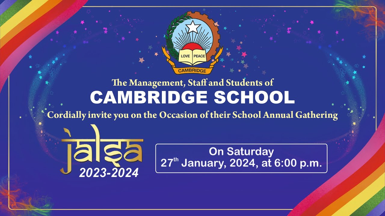 CAMBRIDGE SCHOOL | School Annual Gathering | JALSA 2023 - 2024 | On Saturday 27th JAN 2024 at 6.00pm
